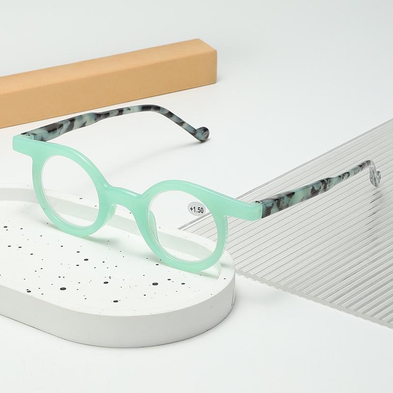 European Retro Round Frame Color-Block Reading Glasses - Stylish, Versatile, Niche Eyewear.
