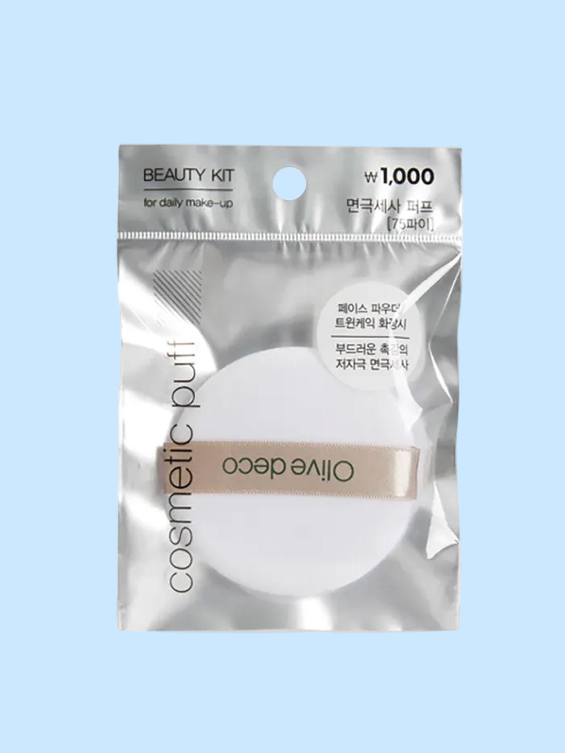 Olive Deco Round Microfiber Cotton Makeup Puff (75mm) 1ea