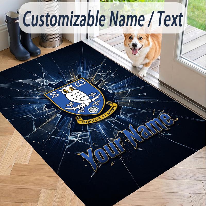 Χαλί με Εκτύπωση Προσαρμοσμένου Κειμένου Sheffield Wednesday FC Αντιολισθητικό Χαλί Δαπέδου Για Διακόσμηση Δωματίου Σπιτιού
