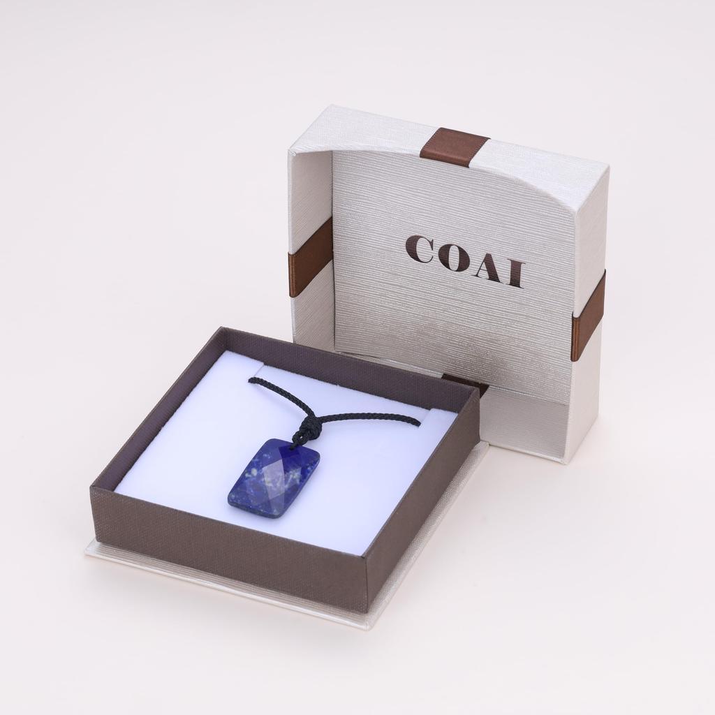 [KOAI] Lapis Lazuli Plate Adjustable Length Power Stone Necklace for Women and Men