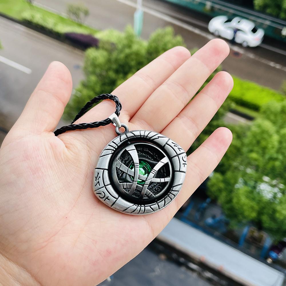Strange Necklace Men Doctor Strange Infinity Time Stones Eye of Agamotto Rotatable Necklace Keychain