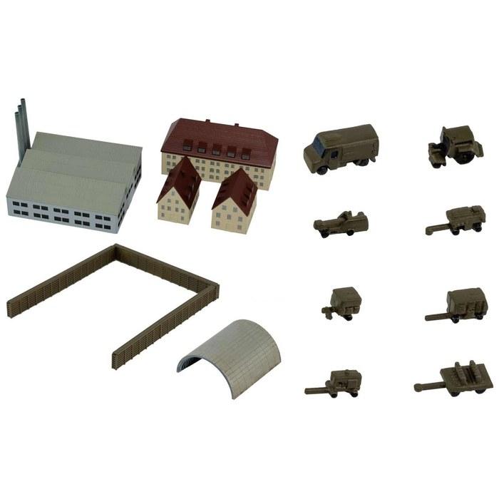 Pit Road 1/700 SP Series Structure Set 6 (Modern Revetments, Protective Walls, Ground Support Equipment) Plastic Model SP114 (Diorama)