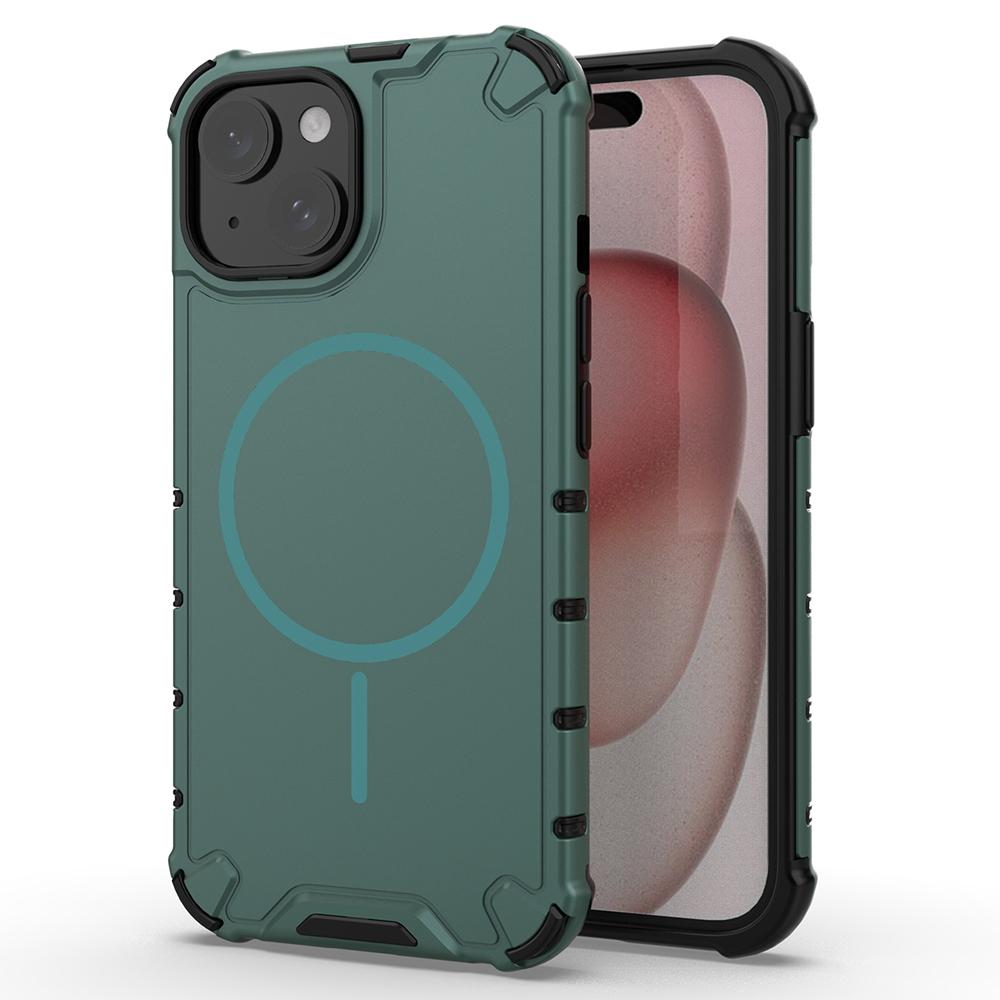 Für iPhone 15 Magnetische Hülle Wellige Textur Wärmeableitung Stoßfest TPU+PC Handy Rückseite