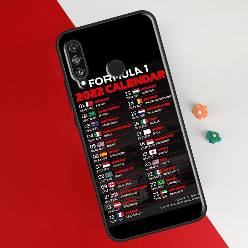 Calendar Formula Race Cars Circuits Case For Honor 50 8X 9X 10i Cover For Huawei P30 P40 Lite P50 P20 Pro P Smart 2019 Nova 5T