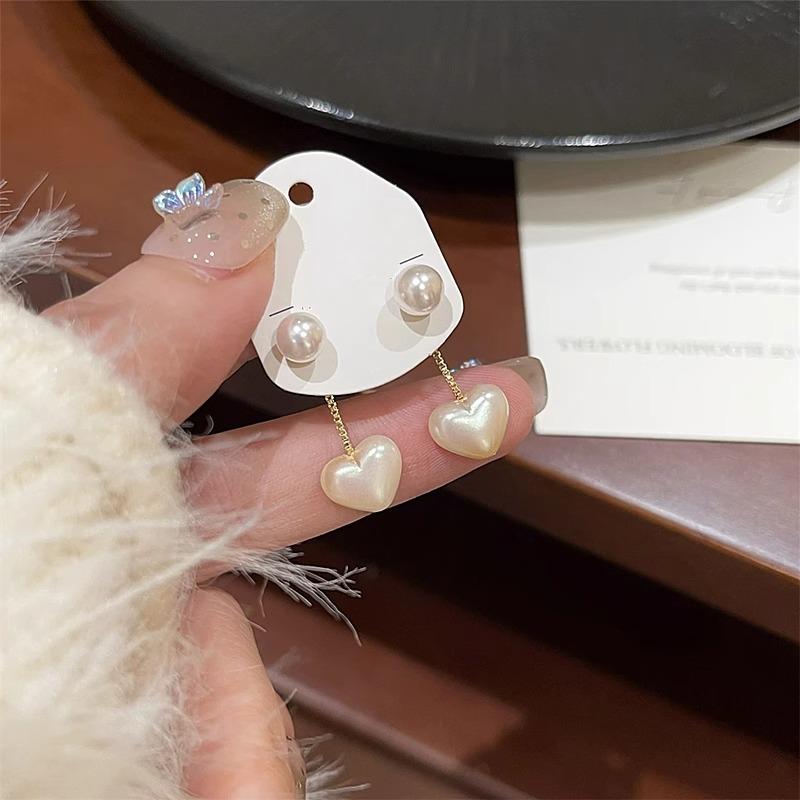 

Love Pearl Tassel Earrings - S925 Silver Pin - Detachable for Two Wearer - Small and Unique Style Earrings