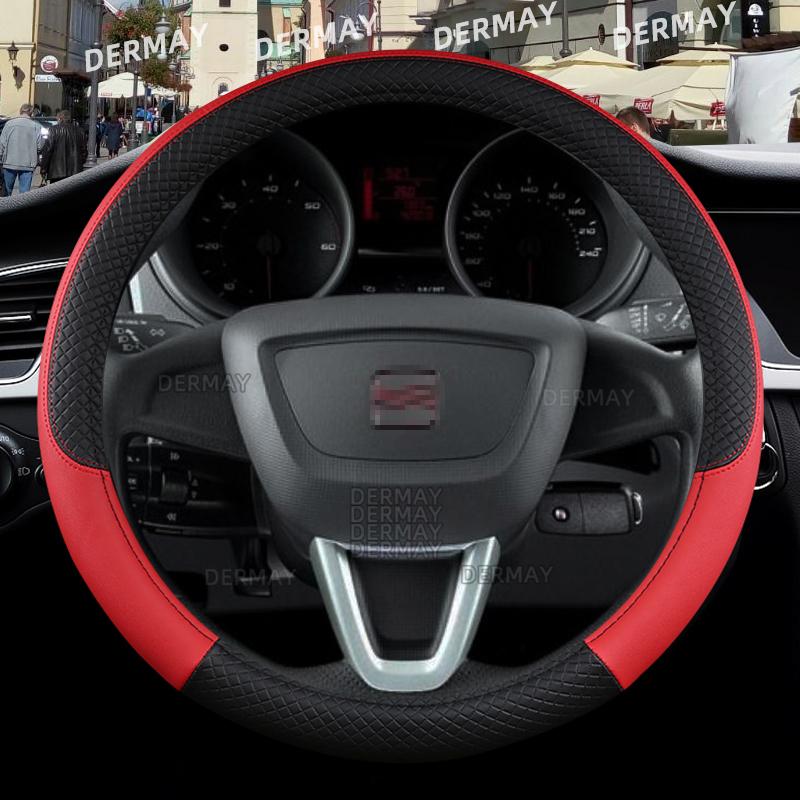 for Seat ibiza 6L 6J 6P 6F KJ1 FR Car Steering Wheel Cover PU Leather Non-slip 9 Colors Auto Accessories Fast Shipping