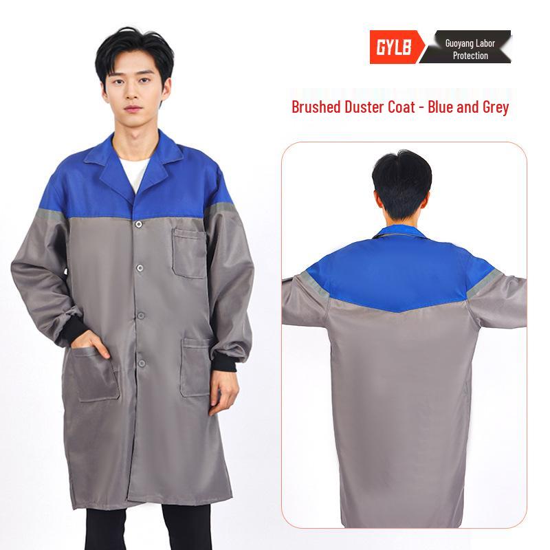 Polyester Cotton Raglan Long Sleeve Dustproof Work Smock XXXL серый/синий