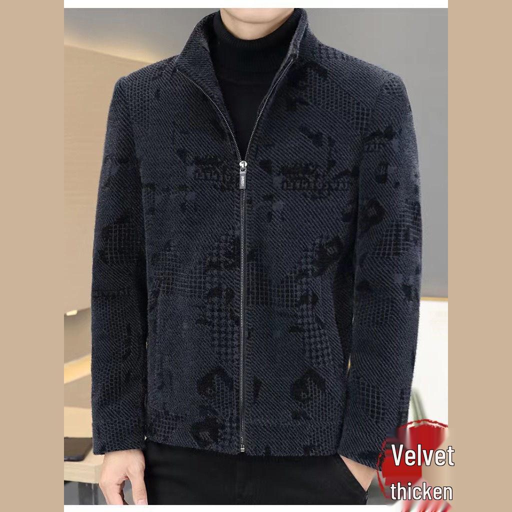 Men's Velvet-Lined Wool Jacket: Short, Thickened Winter Coat for Warmth and Style