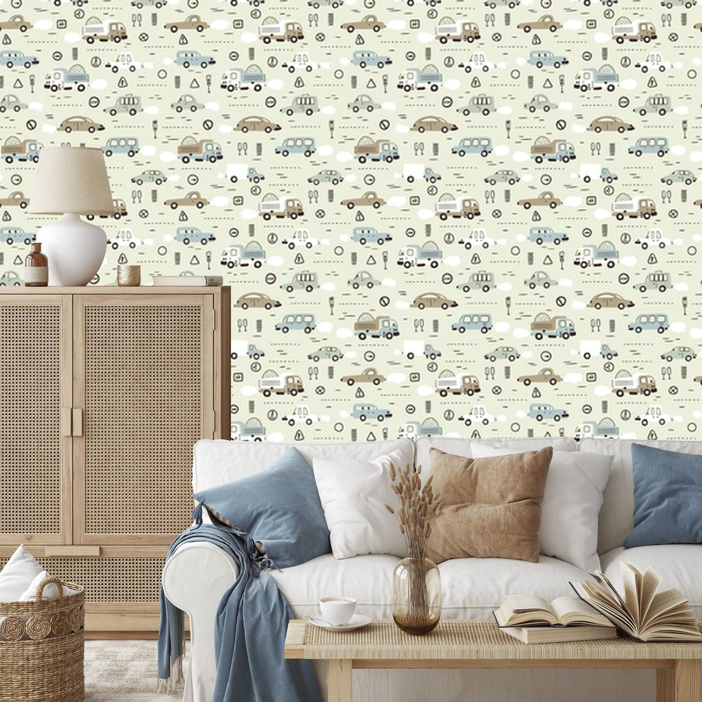 Cars and animals wallpaper for living room and bedroom 50x1000