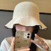 Unique Woven Women Sun Hat Solid Color Breathable Straw Fisherman Hat Foldable Visor Cap Bucket Hat Vacation