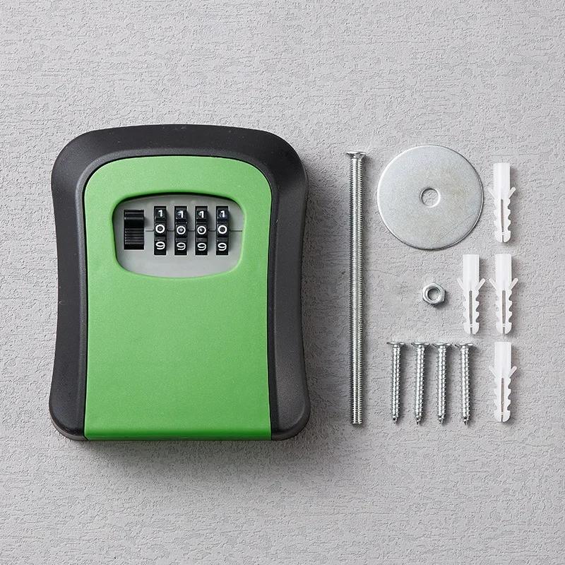 Home Key Lock Box Wall-mounted 4-digit Password Security Lock Key Storage Waterproof Storage Box for Home Office Key Storage