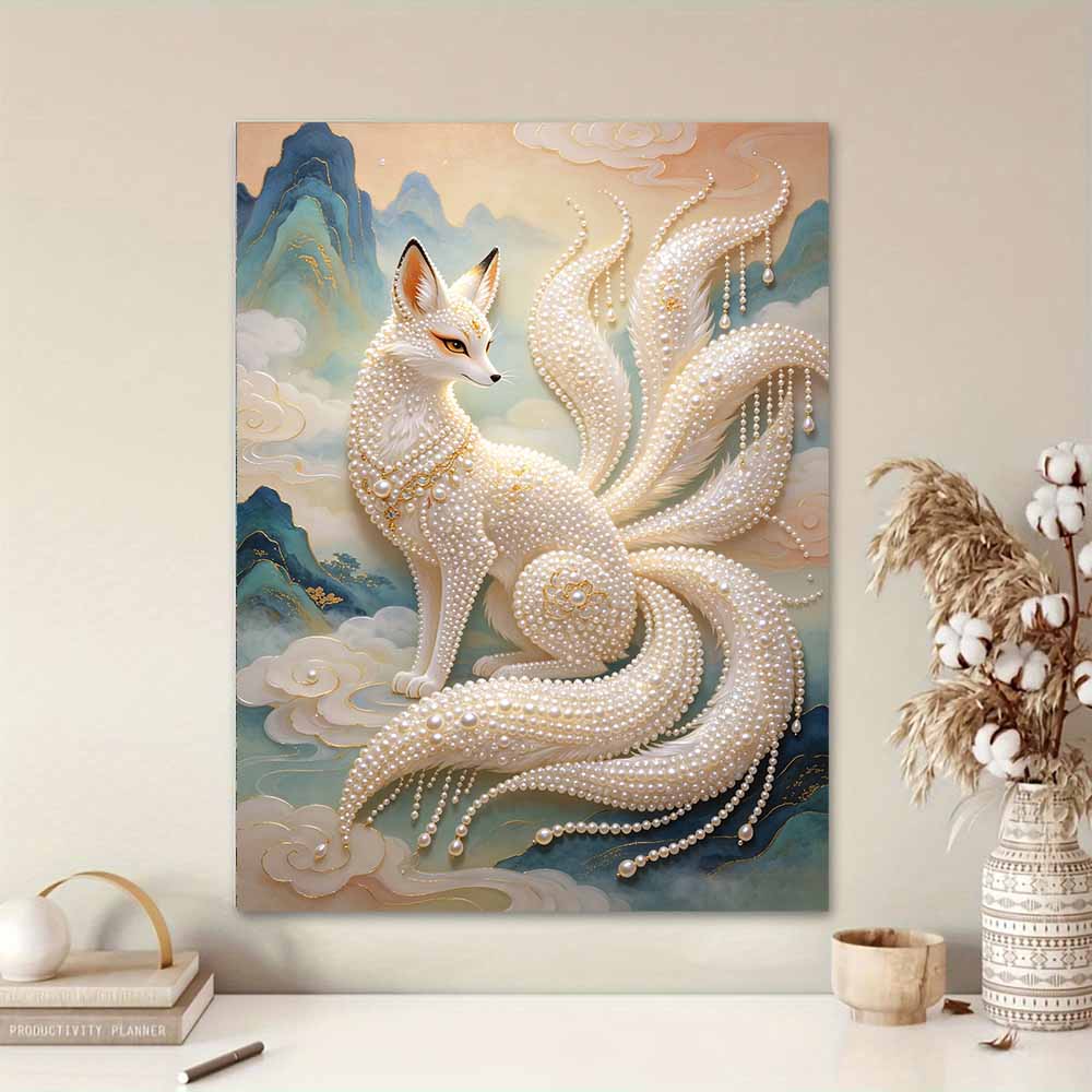 DIY Pearl Diamond Art Painting kits for Adult and Beginners, Majestic Fox Sparkling Painting Craft Home Wall Decor handmade Gift