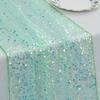 Mermaid Glitter Sequin Table Runner, Sparkly Tulle Tablecloth for Wedding Birthday Party Decoration