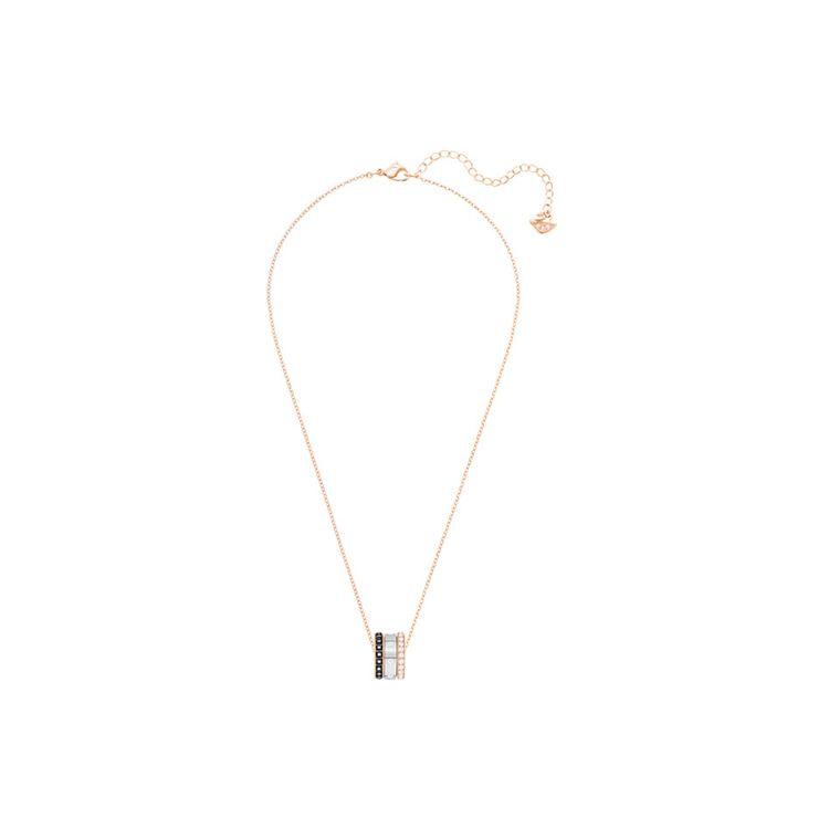 Swarovski Three Ring Pendant Necklace Elegant Luxury Multiple Metal Finishes Women Necklace Black 5353666