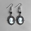 Boucles d'oreilles pendantes Gothiques Rétro Ovales Filigranées Camée Profil de Dame pour Femmes Boucles d'oreilles pendantes Victoriennes Bijoux Cadeau de Fête Mariage