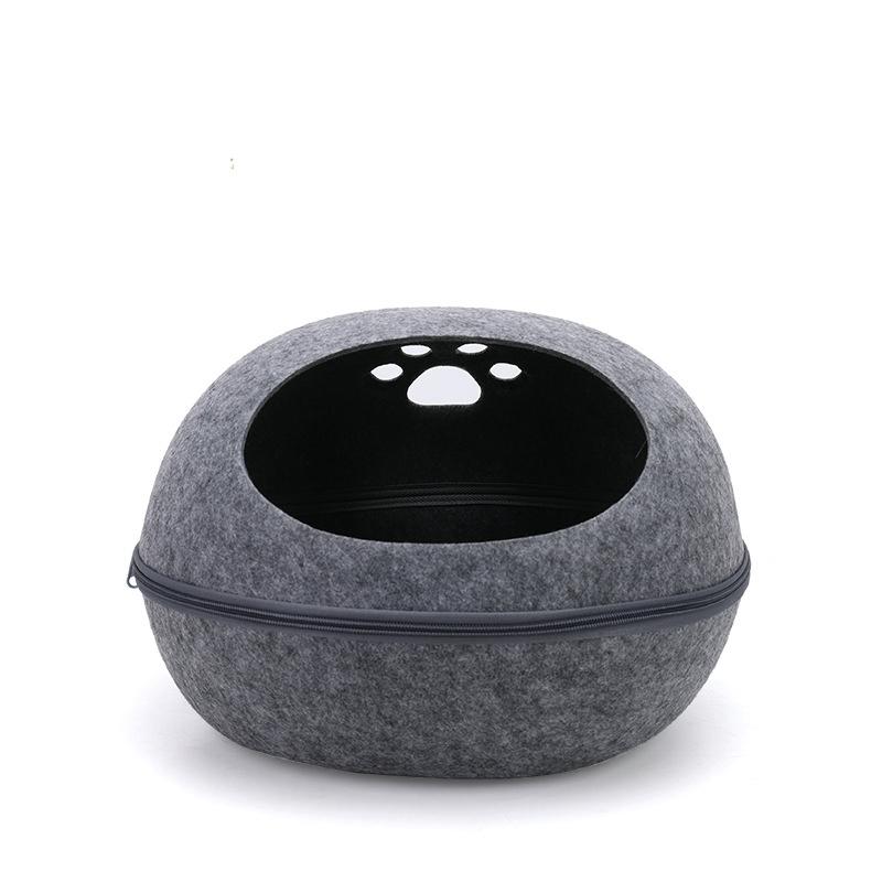 

Cat Bed Detachable Natural felt Cat Bed Breathable Cat Cave Dark Gray Cat Bed House With Cushion for Pets Cats Pet Accessories 50X38X22cm серый