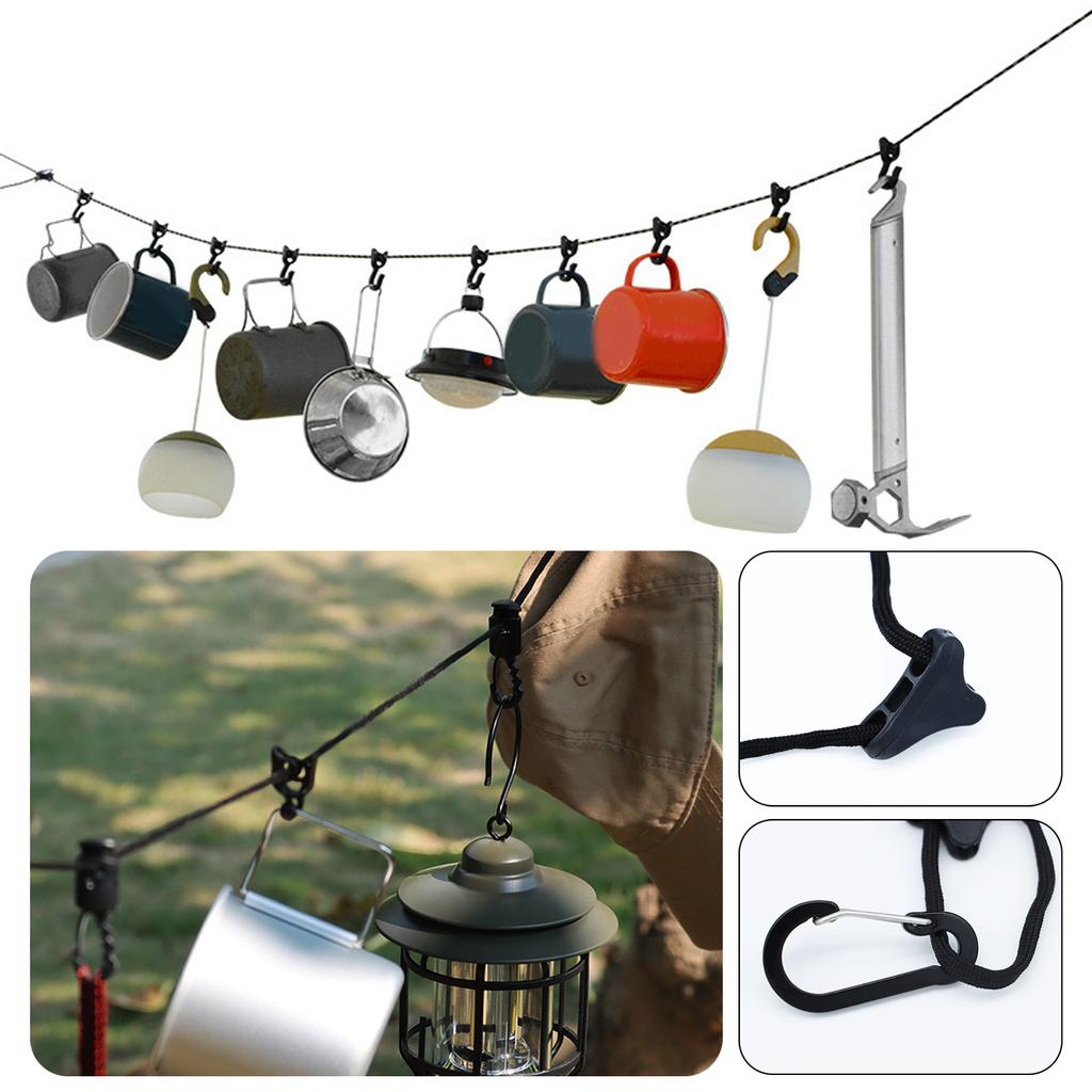 Compact Travel Clothesline Light Weight Camping Clothes Line Travel Washing Line with Hook Laundry Clothes Line