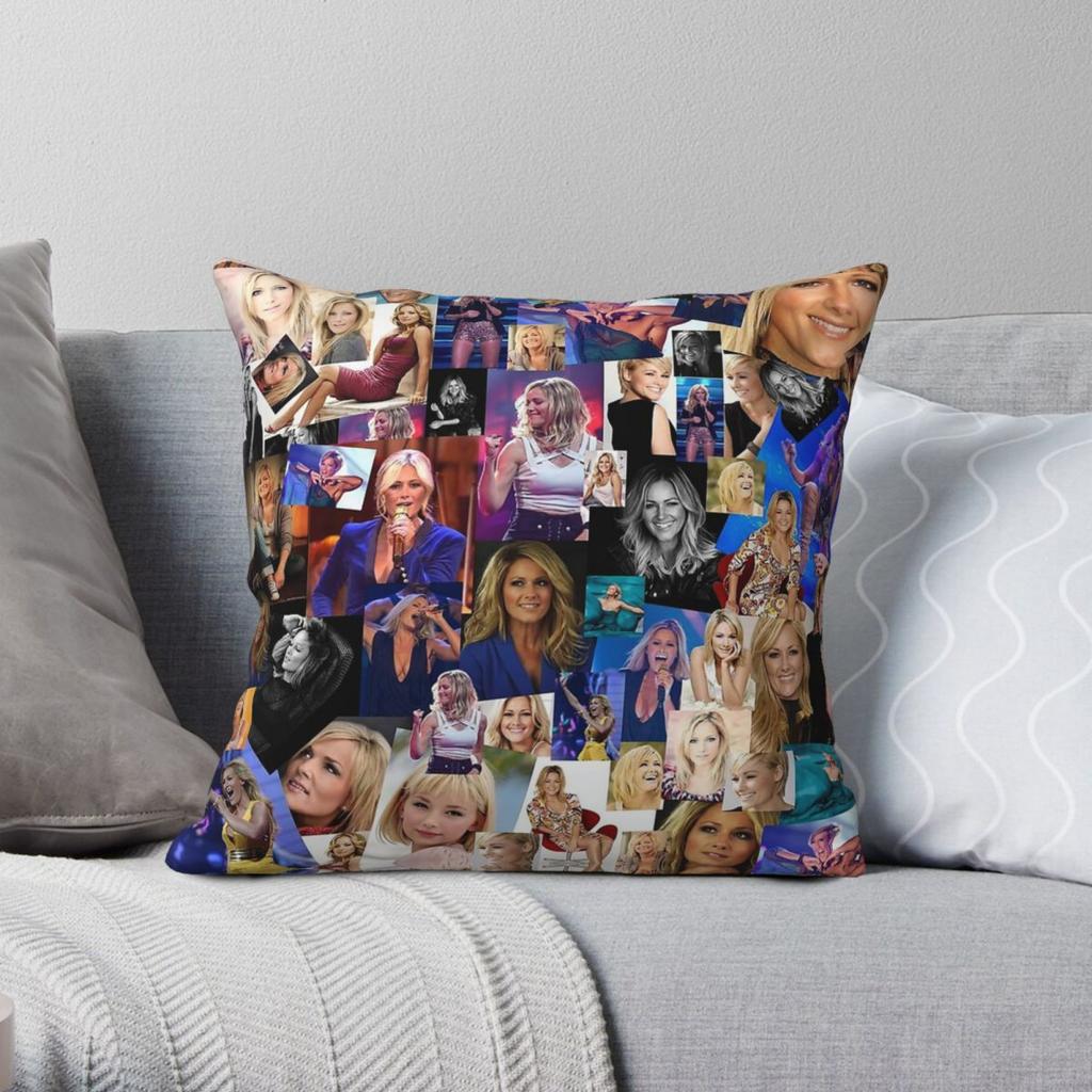Federa per Cuscino Quadrata Collage Astratto Helene Fischer Poliestere Lino Velluto Stampata Zip Decorativa Federa per Cuscino Copricuscino per Auto 18"