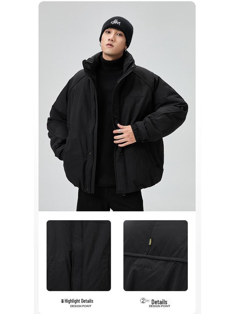 Men's Winter Stand Collar Down Jacket - Warm, Thickened, American Style, Outdoor Workwear
