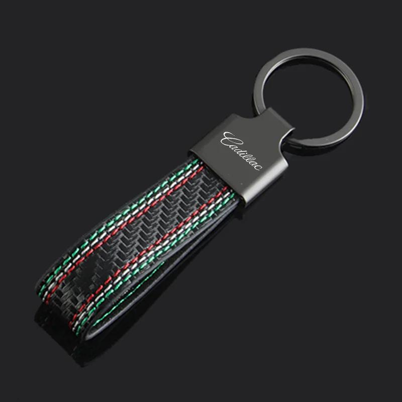 For Cadillac ATS BLS CT4 CT5 CT6 CTS ESCALADE SLS SRX XT4 XT5 XTS Fashion Leather Car Logo Key Chain Keyrings Pendant