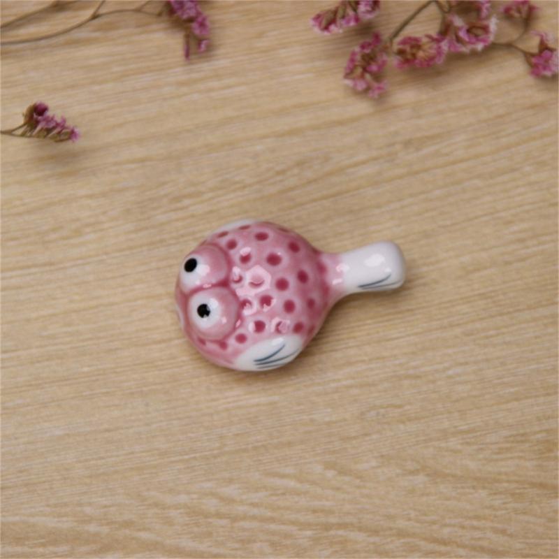 6 Pieces Cute Pufferfish Shaped Ceramic Chopstick Rests Spoon Fork Holder Ceramic Chopstick Holders for Kitchen Utensil