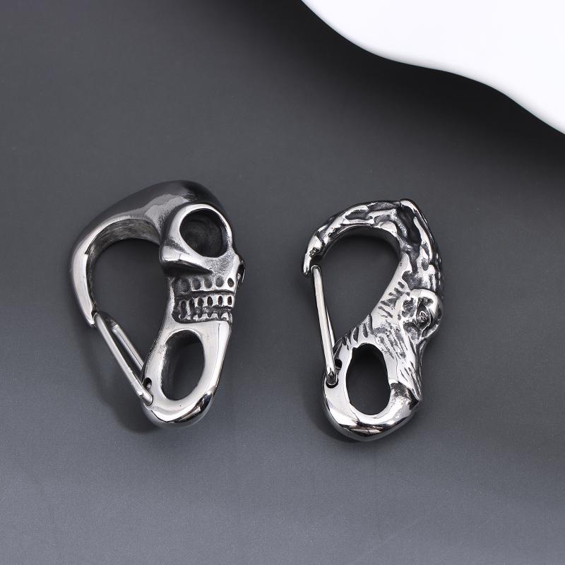 Sleutelhanger Schedel Heavy Duty Roestvrij Staal Gotische Karabijnhaak Clips Lanyards Vergrendelend Punk Stijl Sleutelhanger Hanger