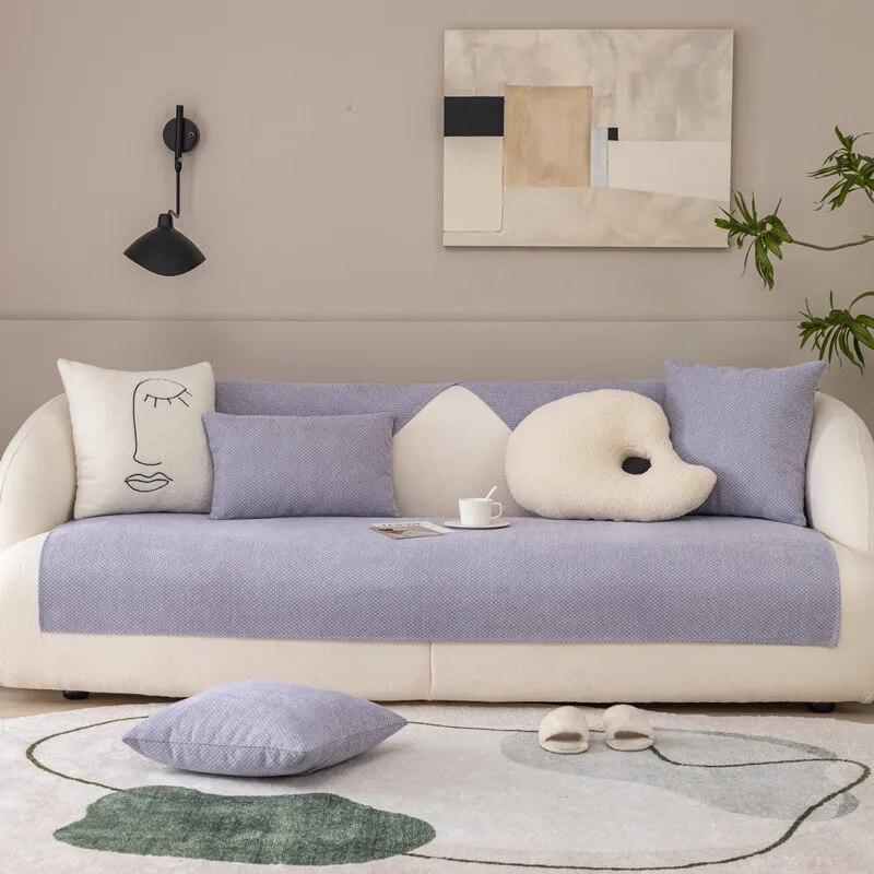 Pineapple Lines Fabric Sofa Cover Towel Solid Color Universal Living Room Sofa Cushion Mat Non-Slip Sofa Cushion Backrest Cover