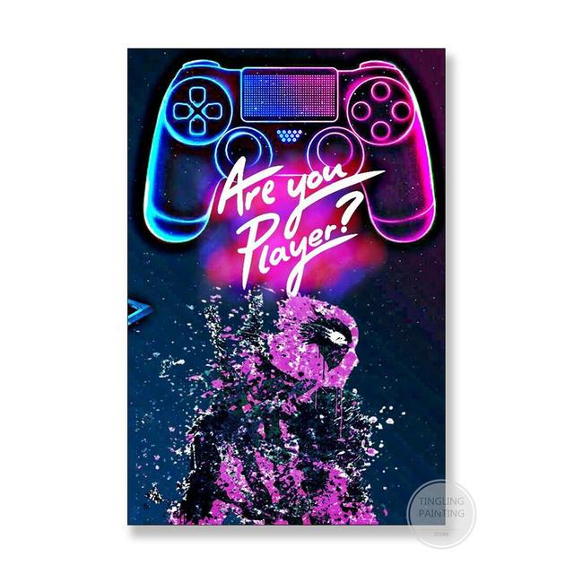 Rám z masivního dřeva Herní rukojeť Plátno Barevná stěna Umělecké obrazy Gamepad Obrazy plakátů Obývací pokoj Herna Domácí dekorace Dárky pro hru
