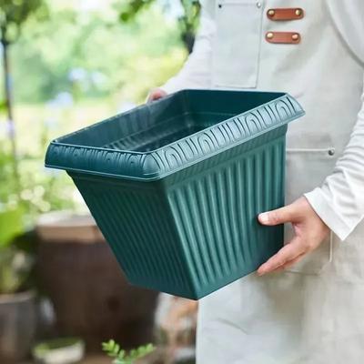 2pcs Square Thickening Plastic Flower Pot Breathable Garden Courtyard Balcony Flower Plant Home Furnishings Decorate Ornaments