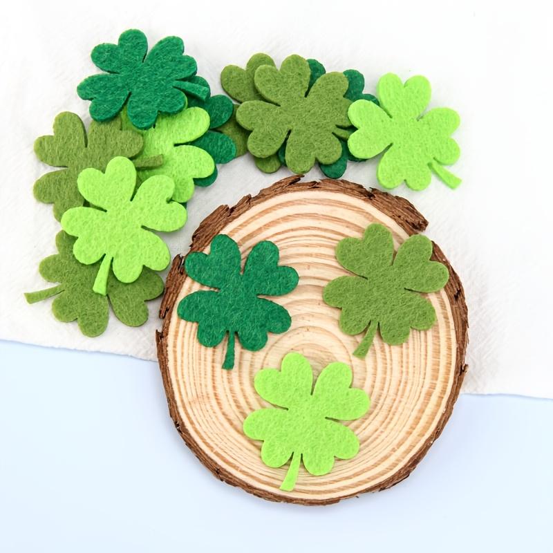 50Pcs 3*3.7CM St. Patrick's Day Felt Four-Leaf Clover Green Leaf DIY Accessories for Festive Home & Party Decoration