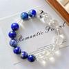 12Mm Retro Large Particle Natural White Crystal Lapis Lazuli Contrasting Color Bracelet Bracelet.