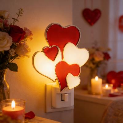 Plug-in Easter Bunny Night Light Love Heart Wall Outlet LED Lamp Holiday Party Home Living Room Bedroom Decoration Light