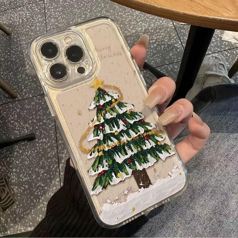 Crystal Clear Drop-Proof Christmas Tree iPhone Case for 13/14/15Pro/16ProMax/17 Models