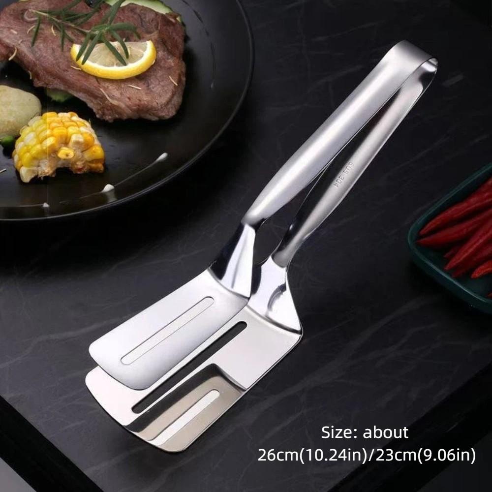 Stainless Steel Stainless Steel Grill Clamp Non-Slip Grip Anti-Scald Handle Barbecue Tongs Extended Handle Multi-Functional