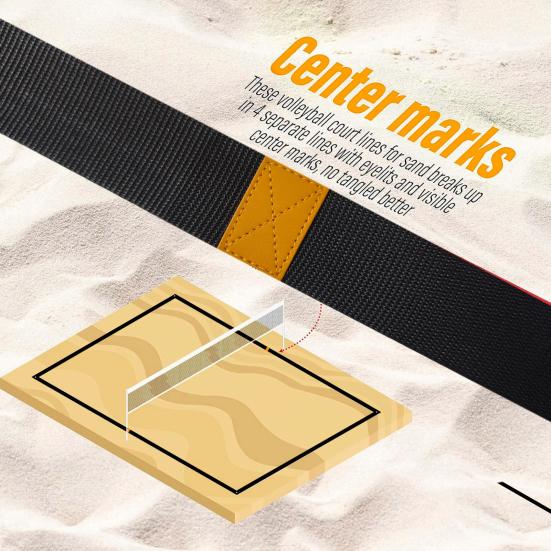 Linii de Volei pe Plajă 26.3' x 52.6' pentru Nisip Linii de Limită Lățime 2.5inch