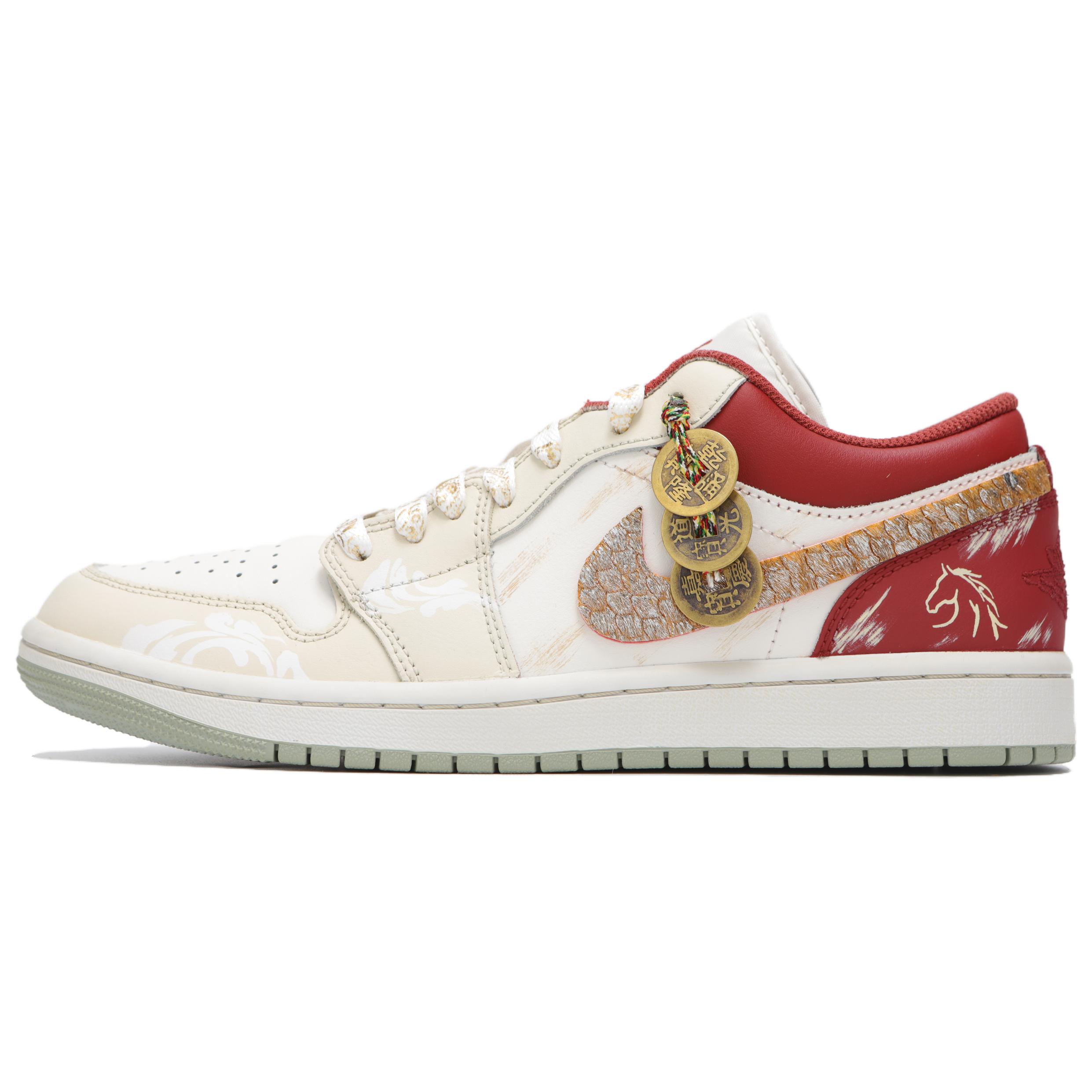 

Jordan Air Jordan 1 Низькі Баскетбольні Кросівки Жіночі Бежевий Червоний 553560-133(Команда чотири-) 39