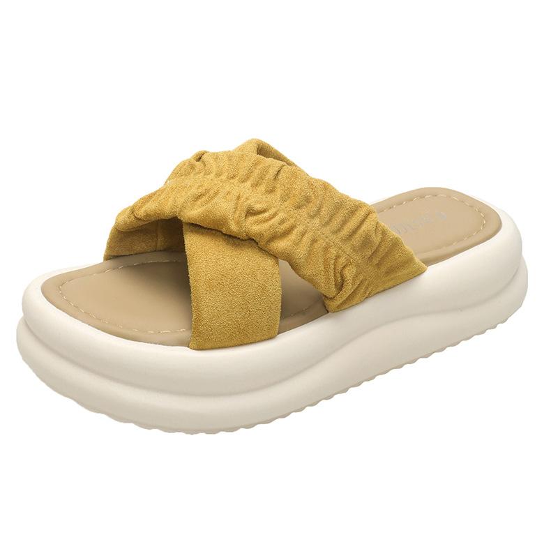 Elegante Nischen-Riemchensandalen Hausschuhe Damen Sommer Temperament Süße Dicke Sohle Hausschuhe Damenmode Damen Sommer Atmungsaktive Schuhe