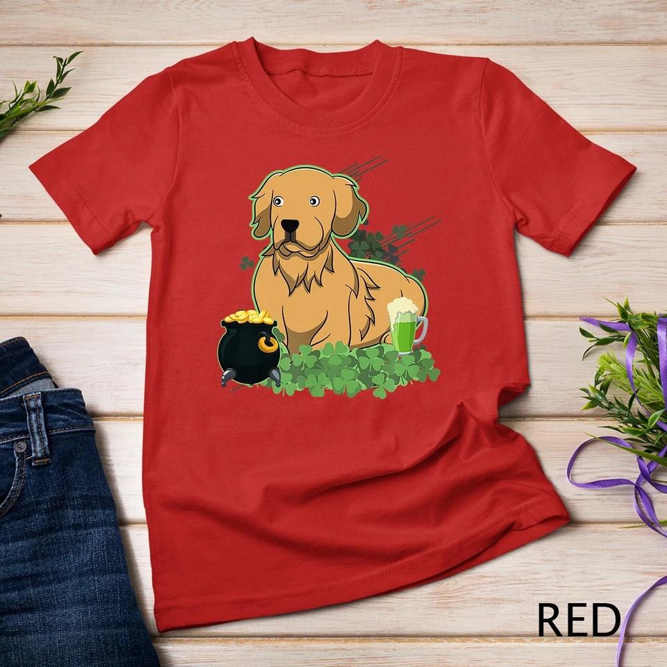 St Patricks Day Golden Retriever Dog T-Shirt Unisex T-shirt 10 L