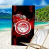 Olympiacos Fc: Asciugamano da Spiaggia in Microfibra Pride Rosso e Nero, Leggero e Asciugatura Rapida, per Viaggi Estivi, Essenziale per la Spiaggia, Piscina all'Aperto