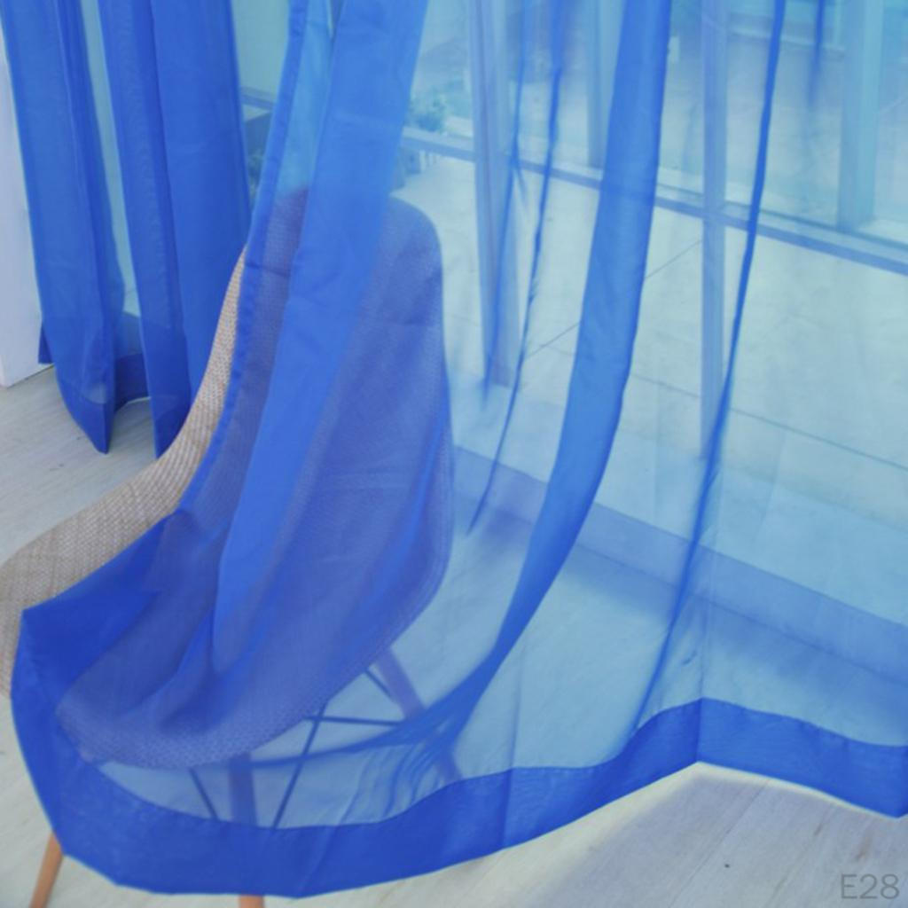 Voile Window Curtain Drape Set Solid Color Polyester