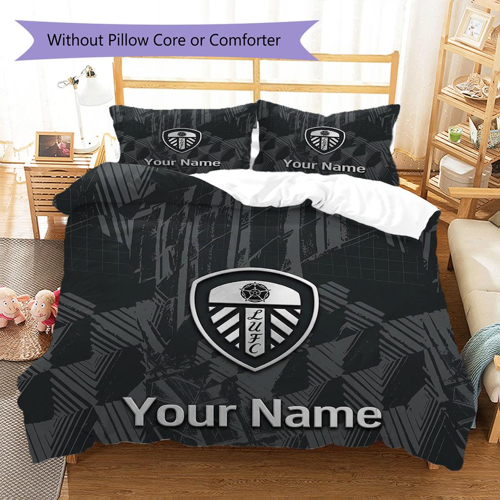 Leeds United Custom Name Pattern Bedding,Quilt Set Quilt Cover Pillowcase Home Birthday Gift(1 * duvet cover + 2 * pillowcase, without core)