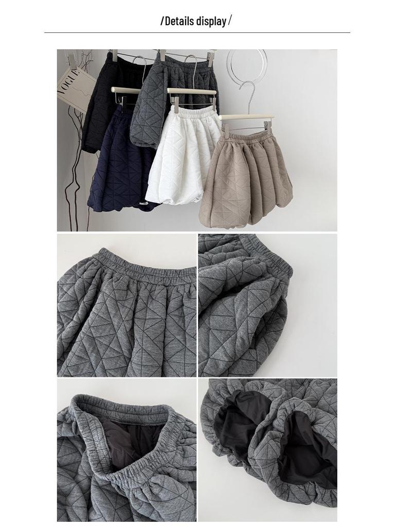 Korean Style Women's Elastic High Waist Padded A-line Mini Skirt-Pants for Autumn/Winter