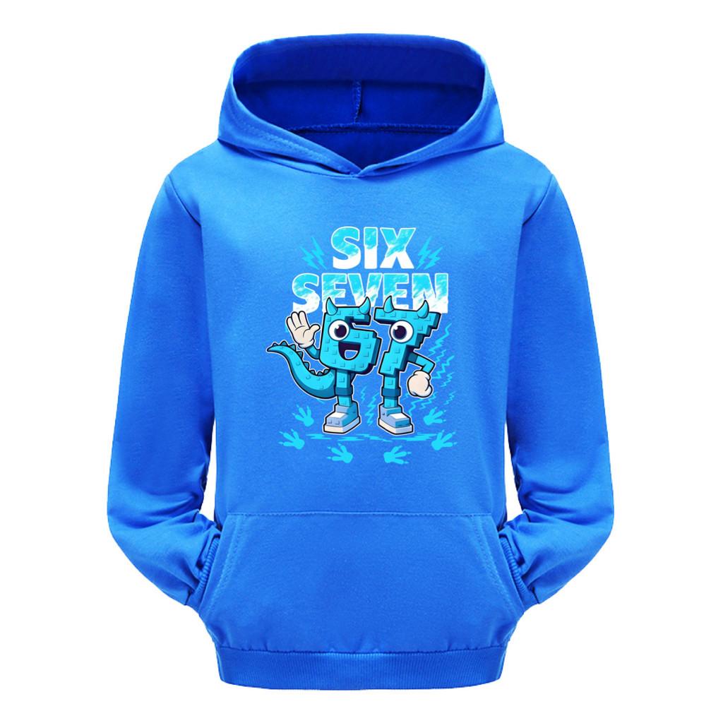 5192 Kinder Jungen Mädchen Steal a Brainrot 67 Six Seven Bedruckter Freizeit-Langarm-Hoodie Top