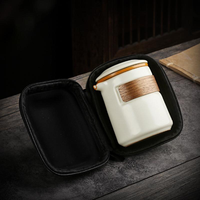 Merchandise Tea Set Travel Portable Express Cup Outdoor Double Tea Maker Ceramic Couple Cup Travel Teacup