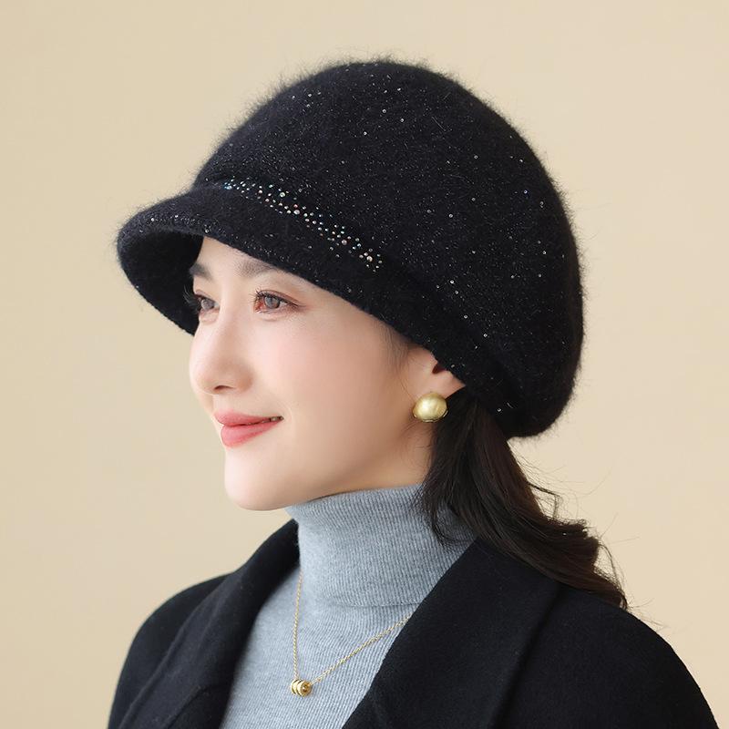 Hat Female Winter Warm Rabbit Hair Beret Cold Protective Ear Wool Hat In The Elderly Hat