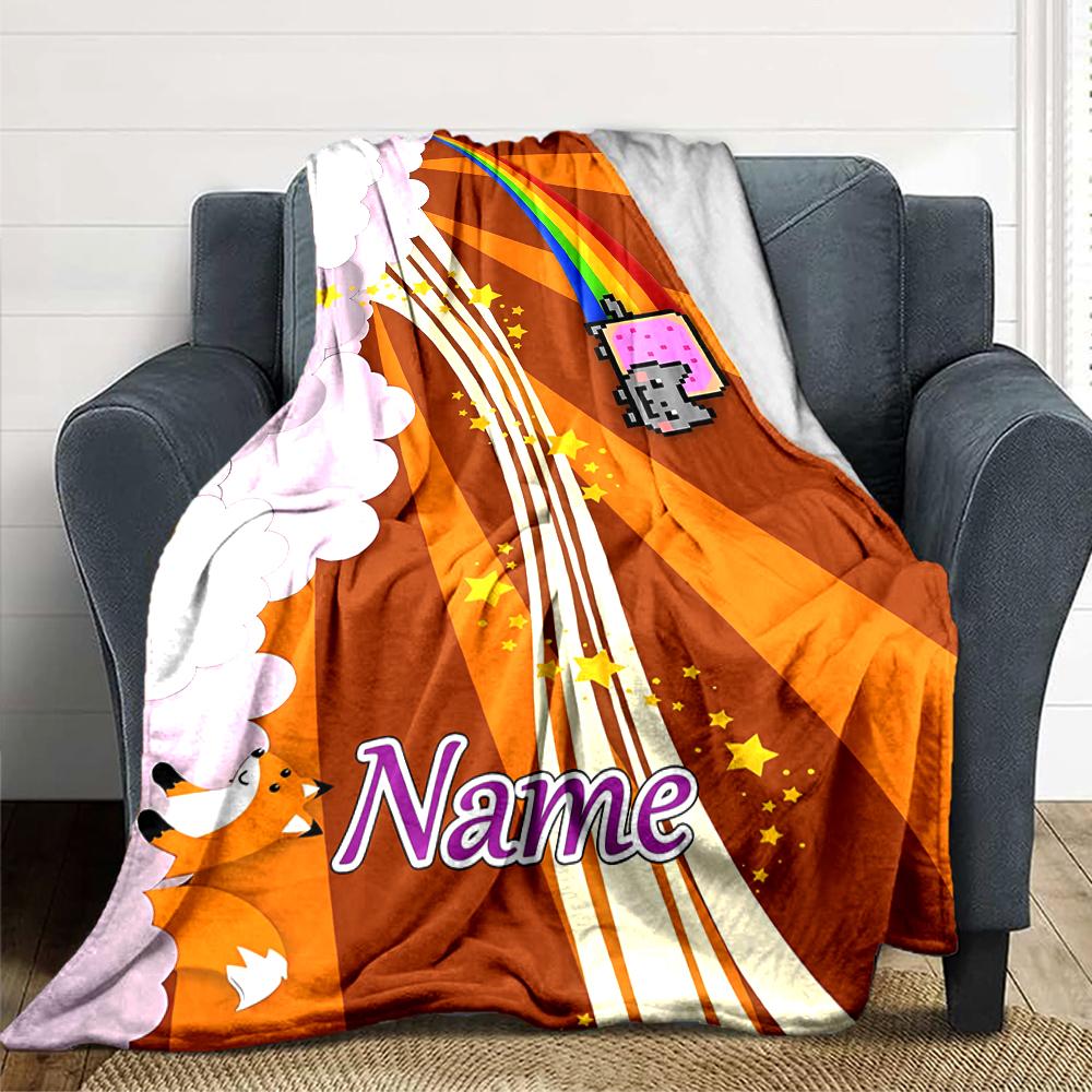 Custom Name Kawaii Characters Adventure Party Blanket For Couch Bed Plush Cozy Fuzzy Blanket Super Soft Warm Blankets For Fall And Winter 091623