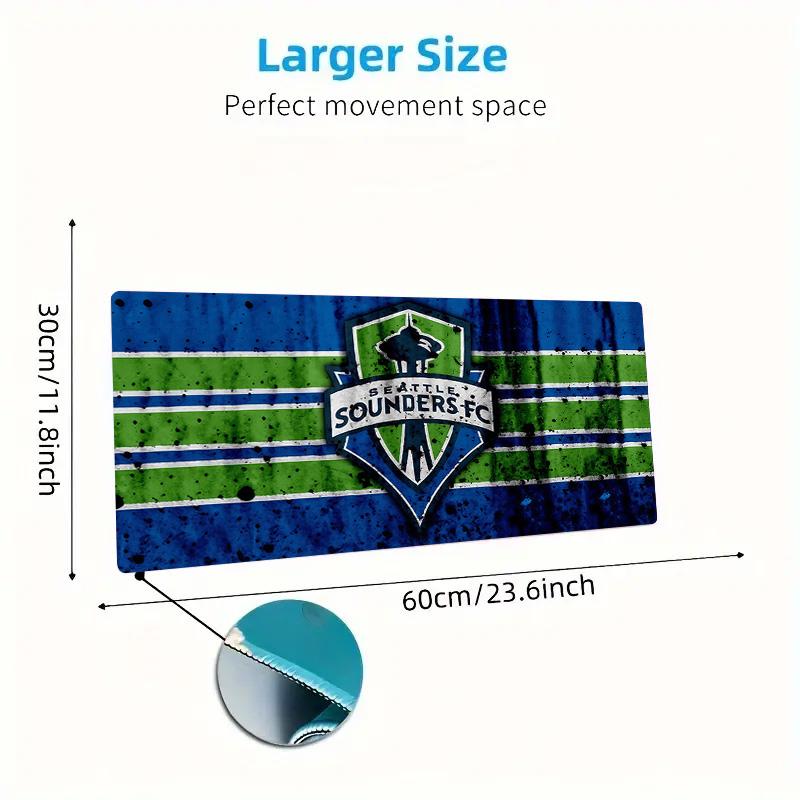 Seattle Sounders FC Print  Cushion Non-slip Laptop Tablet Big Mousepad XXL Mat Mini PC Playmat With Lock edge