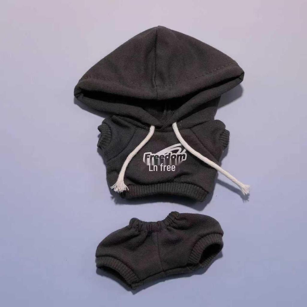 Labubu Hoodie Set: Einfarbige Puppenkleidung mit Anhänger für Erste & Dritte Generation, 17cm austauschbare Plüsch-Merchandise.
