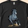 Running Stallion Horse T-Shirt | Galloping Black Stallion Artwork