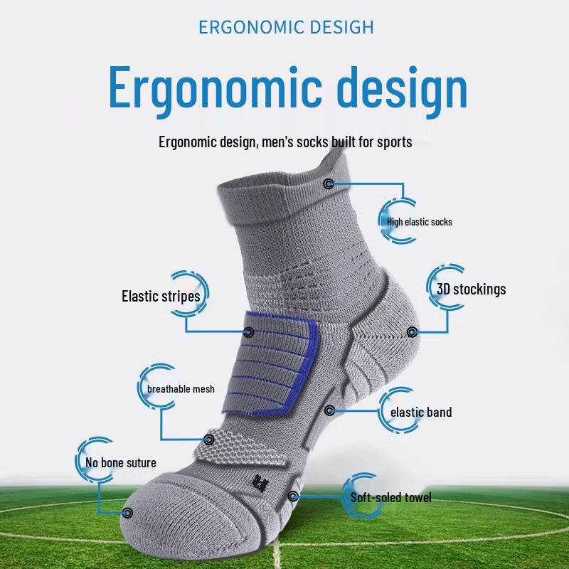 Men's Elite Plus Size Thickened Sports Socks: Mid-Calf Sweat-Absorbing for Autumn/Winter, Ideal for Basketball & Running